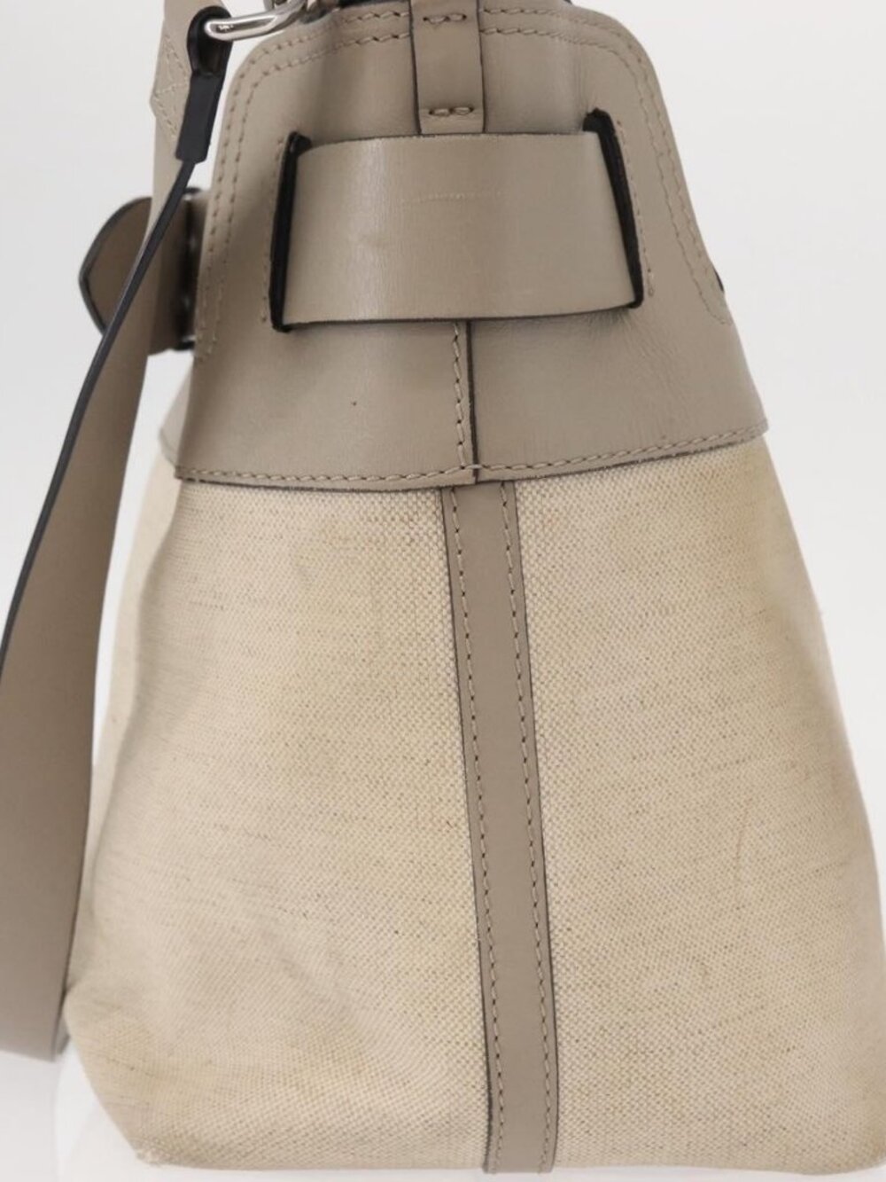 BURBERRY Medium Belt Bag Hand Bag Canvas 2way Beige Silver Auth 149727 - Picture 4 of 16